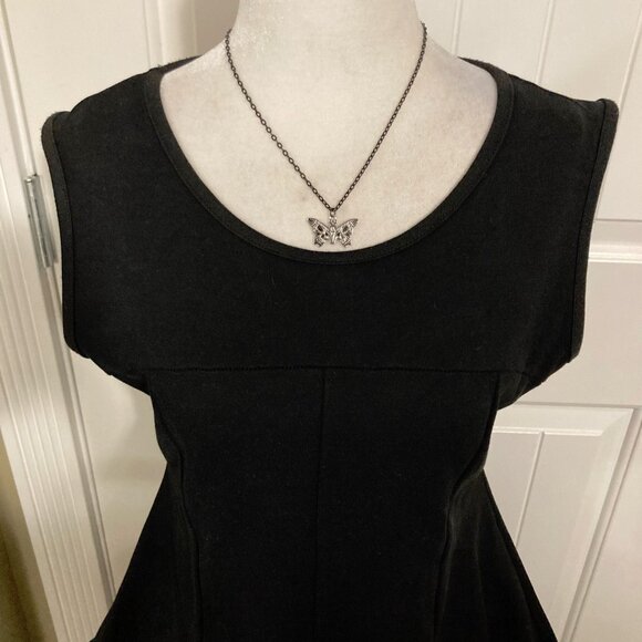 GUILTY Black high-low hem flared peplum shirt ~ Goth MEDIUM LARGE stretchy top - Picture 4 of 14